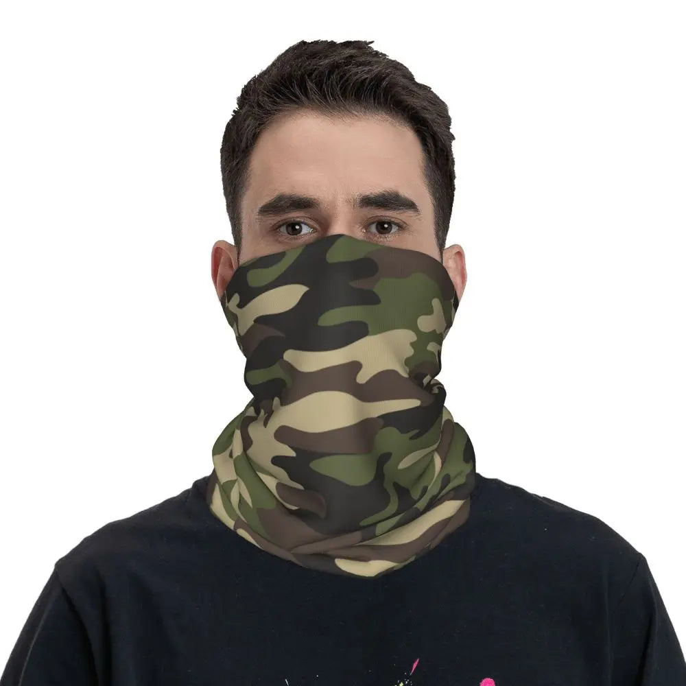 Custom Flecktarn Camo Bandana Neck Gaiter Windproof Face Scarf Cover Men Women Woodland Camouflage Headwear Tube Balaclava
