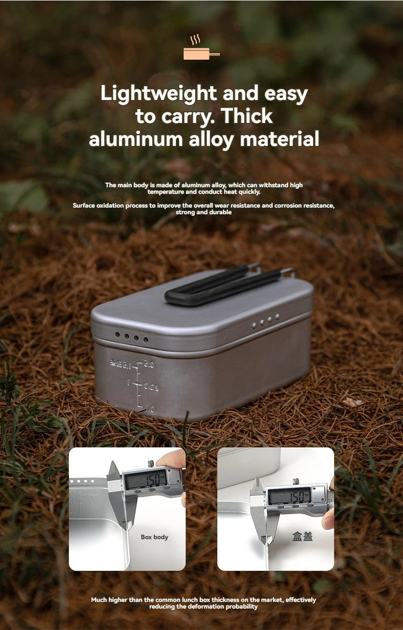 CAMPINGMOON S-2013 Aluminum Oxide Portable Lunch Box, Open Flame Heated OutdoorPicnic Camping Lunch Box, Aluminum Lunch Box