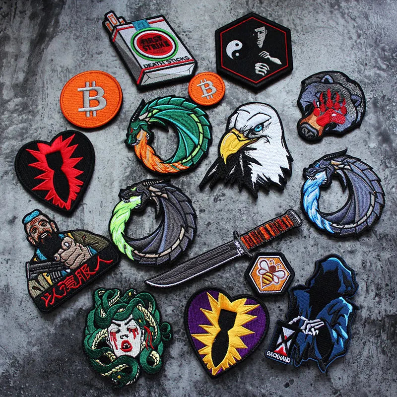 3D Embroidery Creative Gold Coins and Stereo Eagles Armband No Signal Woven With Hook Loop For Backpack Clothing Custom Patch