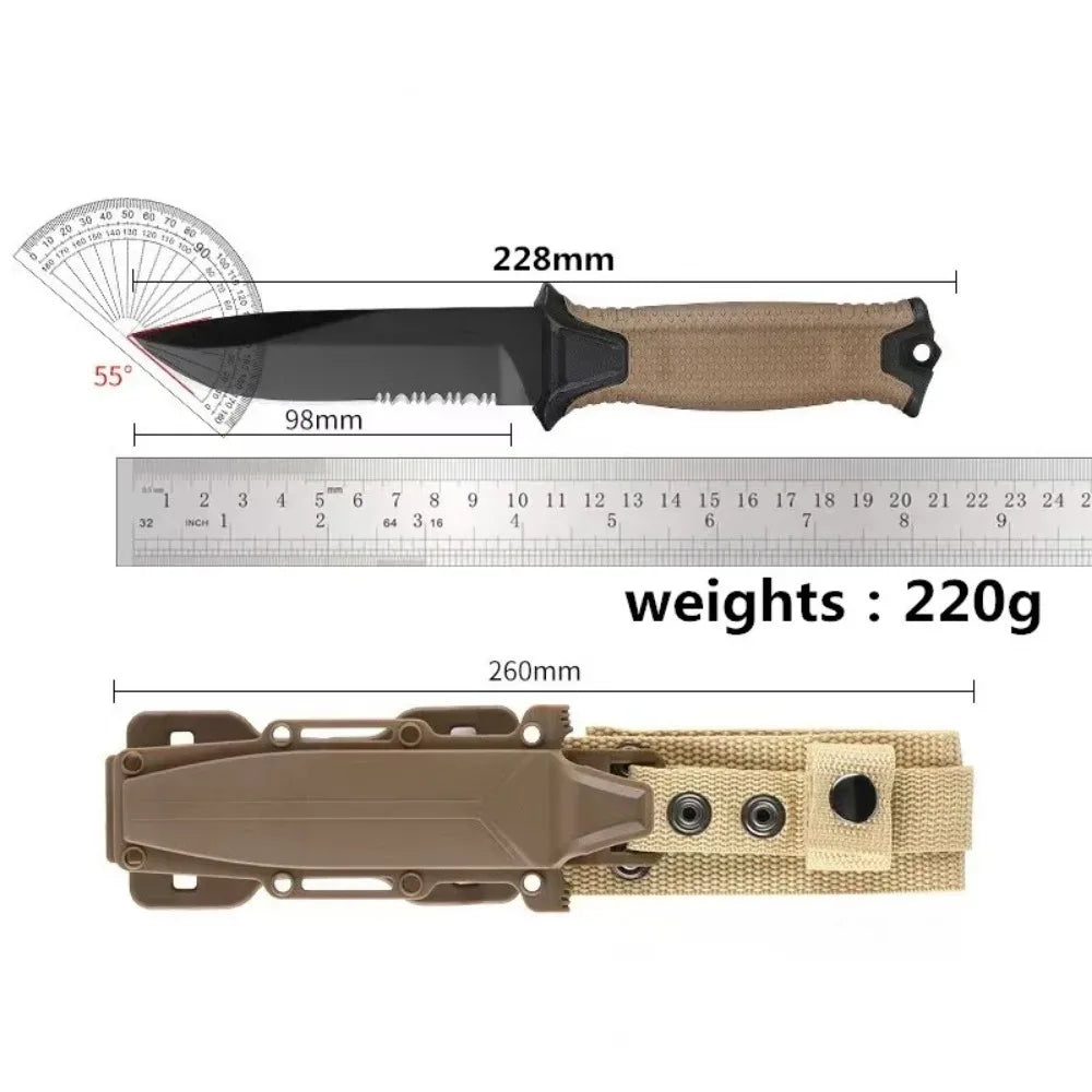 Outdoor knife camping defense straight knife wilderness survival sharp tactical knife carry survival knife high hardness knife