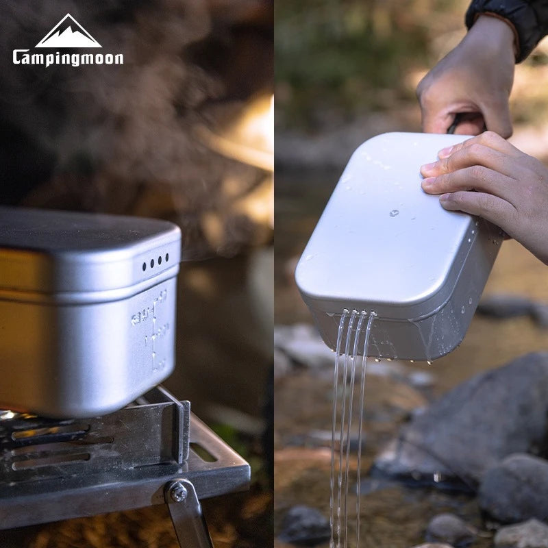 CAMPINGMOON S-2013 Aluminum Oxide Portable Lunch Box, Open Flame Heated OutdoorPicnic Camping Lunch Box, Aluminum Lunch Box