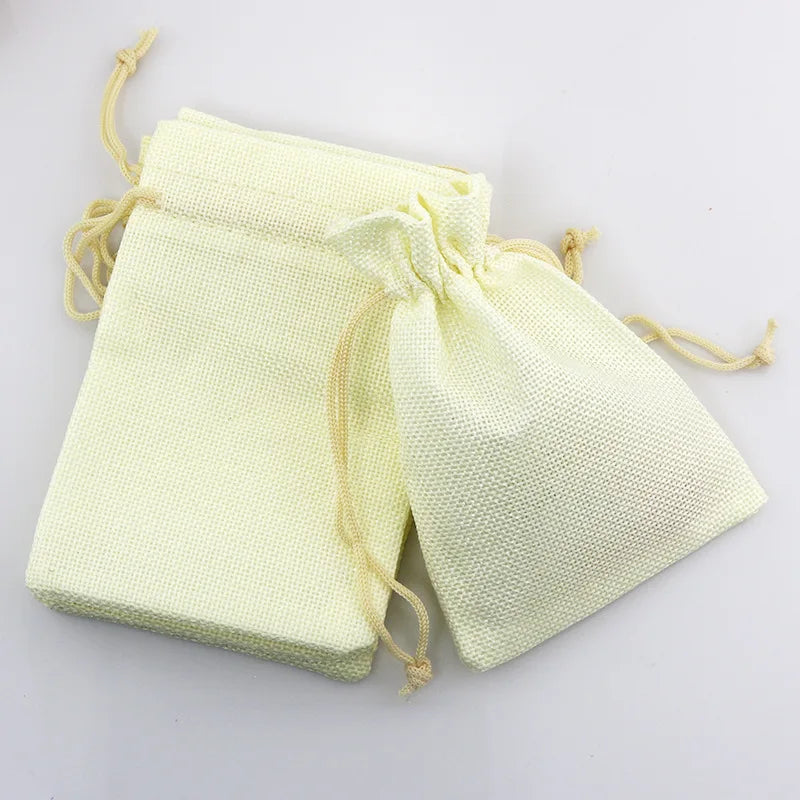10pc (9x12cm) Handmade Natural Burlap Linen Drawstring Gift Bags Favor Wedding Christmas Gift Bag Jewelry Packaging Bags&Pouches