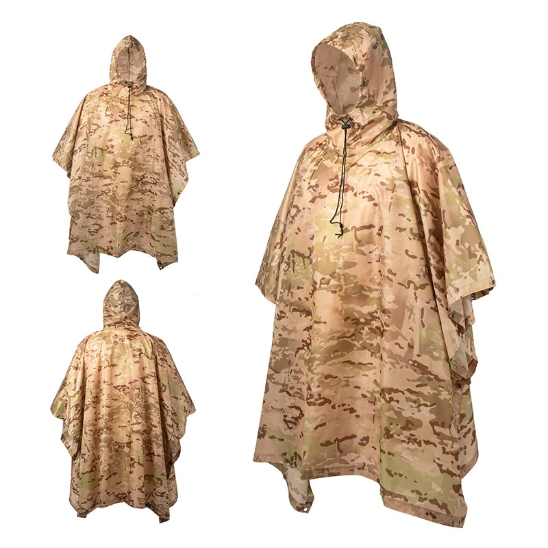 Multifunctional Raincoat Waterproof Poncho Camouflage Cover For Camping Hunting Clothes Shelter Tent Emergency Raincoat
