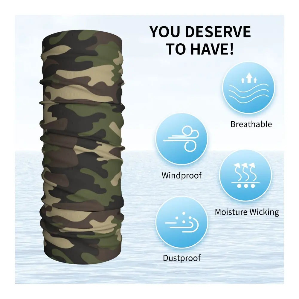 Custom Flecktarn Camo Bandana Neck Gaiter Windproof Face Scarf Cover Men Women Woodland Camouflage Headwear Tube Balaclava