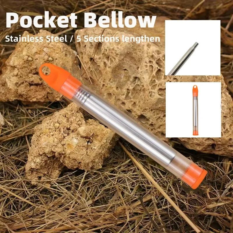 PSKOOK Blow Fire Tube Portable Pocket Bellow, Outdoor Survival Tool, Fire Blowing Pipe for Cooking Picnic BBQ