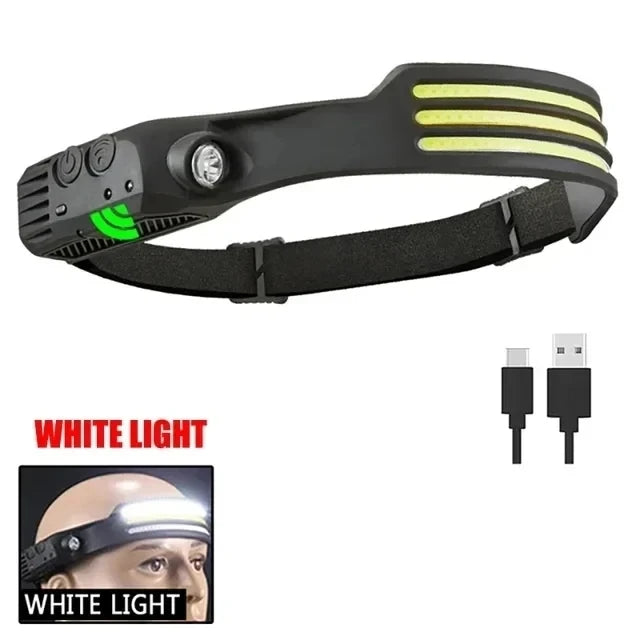 Powerful Induction COB LED Headlamp USB Rechargeable