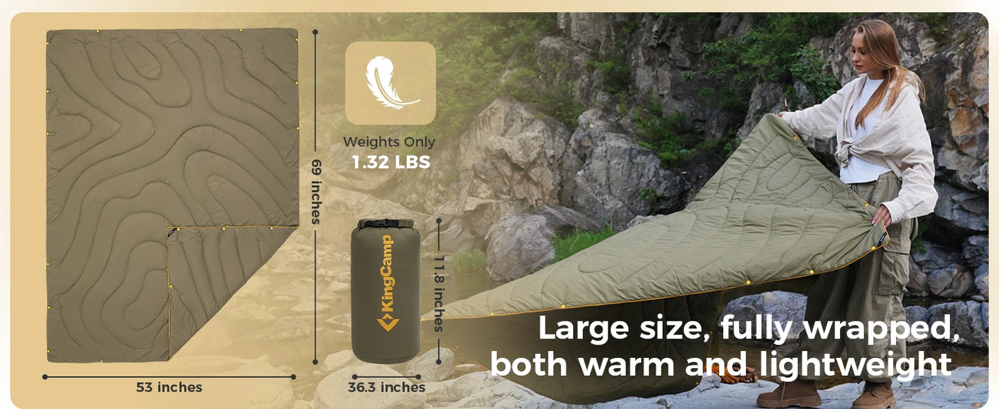KingCamp Outdoor Camping Blanket, Lightweight Puffy Blanket, Camping Quilt For Cold Weather, Adventure, Sleeping, Backpacking