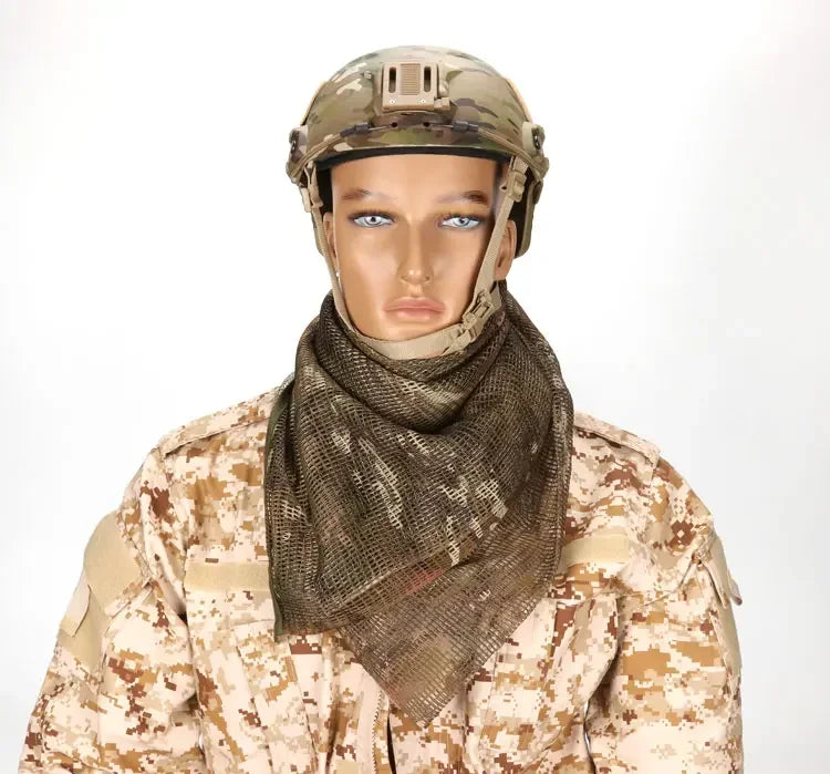 Camouflage Netting Scarf Sniper Veil Camo Mesh Face Scarf Veil Shemagh Head Wrap for Outdoor Camping Hiking Hunting Shooting