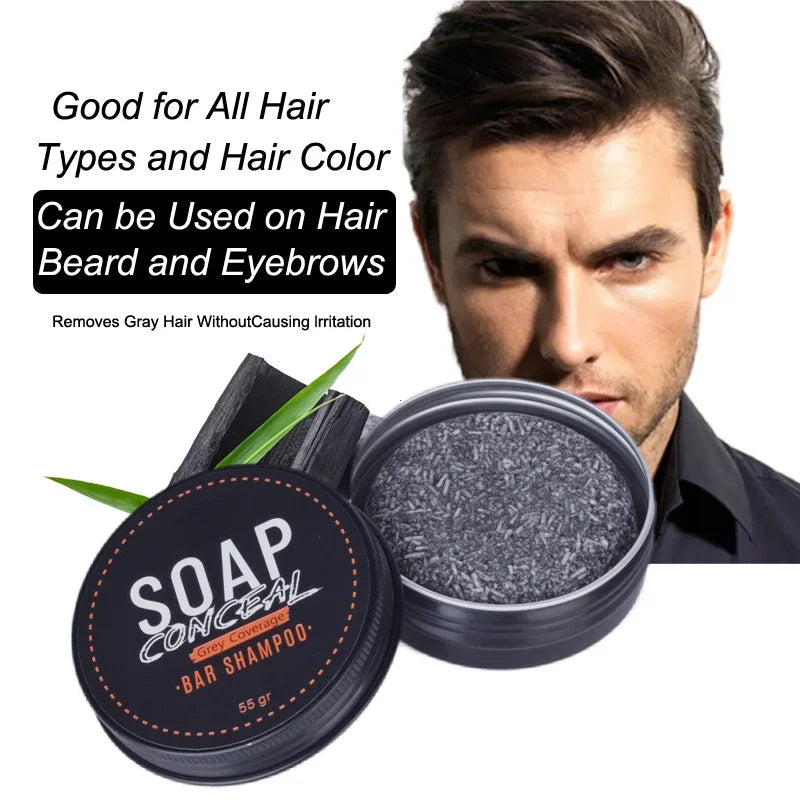 50g Black Hair Soap Hair Darkening Soap Shampoo Bar Fast Effective Repair Gray White Color Dye Hair Body Natural Org