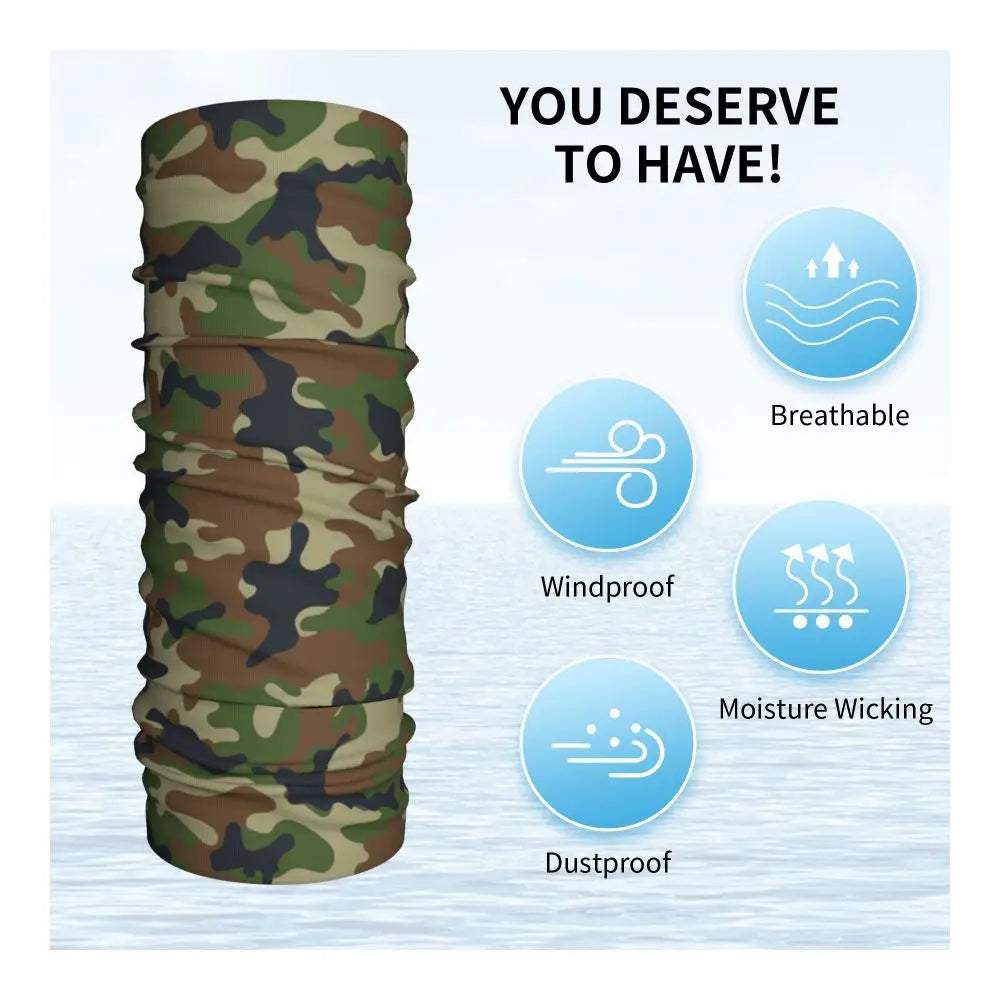 Custom Flecktarn Camo Bandana Neck Gaiter Windproof Face Scarf Cover Men Women Woodland Camouflage Headwear Tube Balaclava