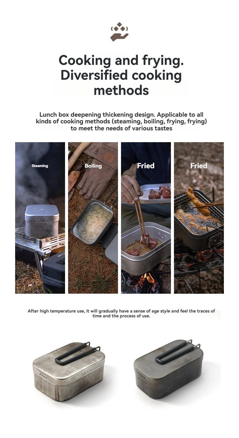 CAMPINGMOON S-2013 Aluminum Oxide Portable Lunch Box, Open Flame Heated OutdoorPicnic Camping Lunch Box, Aluminum Lunch Box