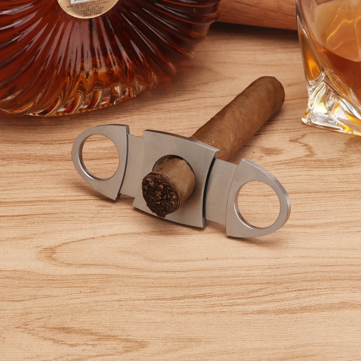 Xifei 2 Slots Leather Cigar Case Set Portable Humidor Box W/ Stainless Steel Cutter Travel Smoking Cigarette Storage Accessories