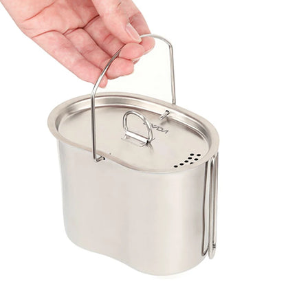 Lixada Camping Stove Canteen Cup Hanging Pot with Wood Stove Set Camping Cookware for Outdoor Camping Backpacking Hiking Picnic
