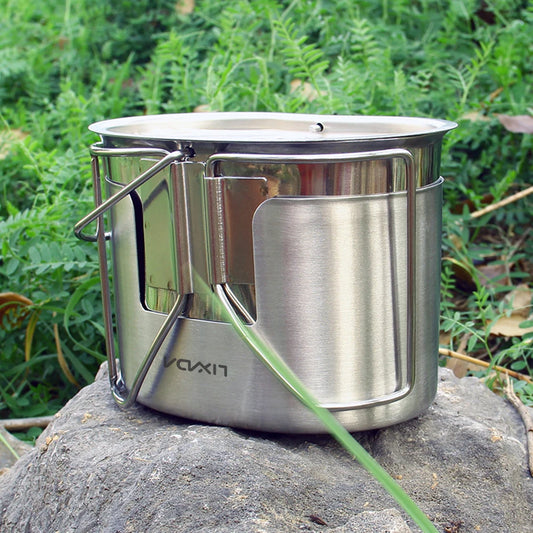 Lixada Camping Stove Canteen Cup Hanging Pot with Wood Stove Set Camping Cookware for Outdoor Camping Backpacking Hiking Picnic