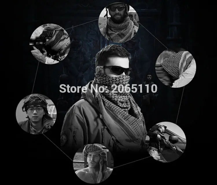 Hot sale Arab Keffiyeh Shemagh Scarf Cotton Winter Shawl Neck Warmer Cover Head Wrap Windproof Tactical Camping Scarf Men Women