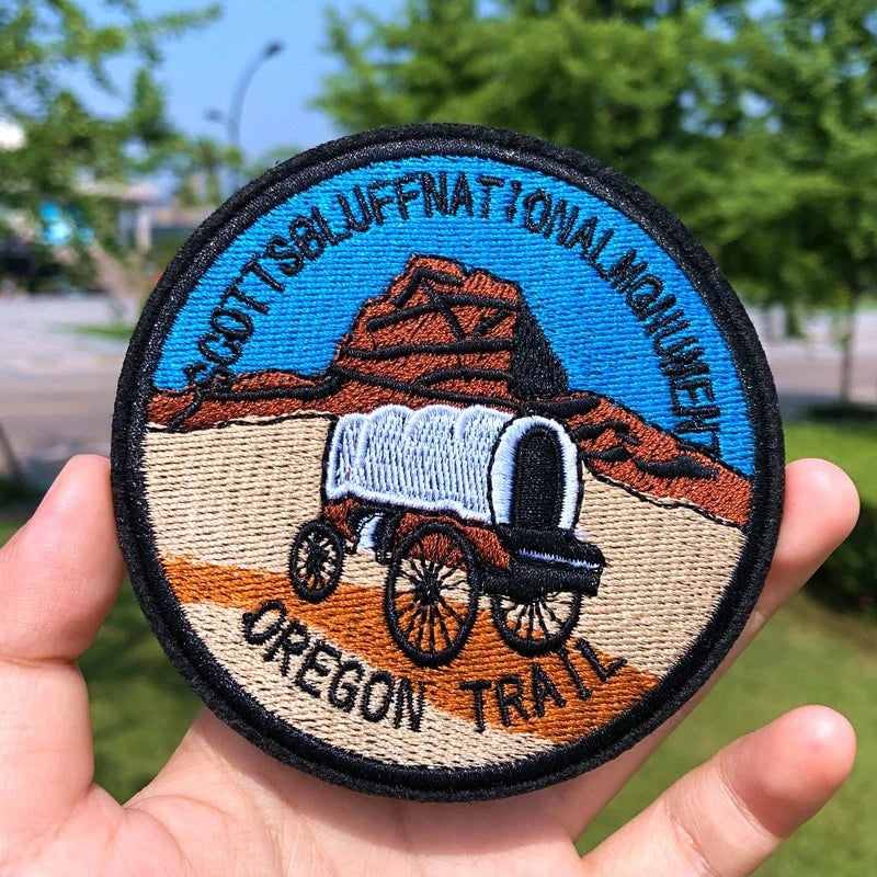 Prajna Wild Adventure Embroidered Patches For Clothing Badges Traveler Mountain Patch For T-shirt Iron On Patches On Clothes DIY