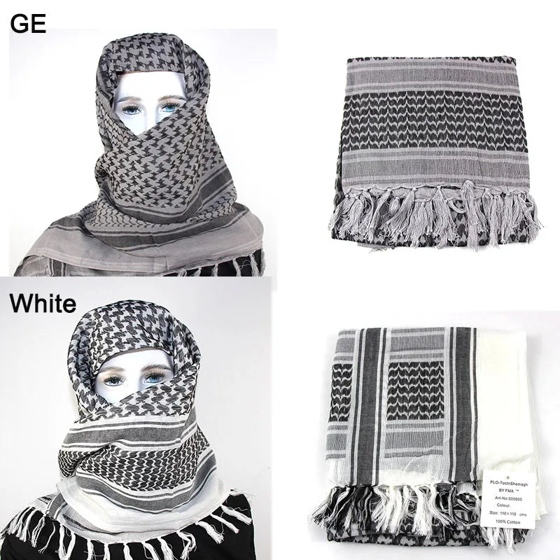 Hot sale Arab Keffiyeh Shemagh Scarf Cotton Winter Shawl Neck Warmer Cover Head Wrap Windproof Tactical Camping Scarf Men Women