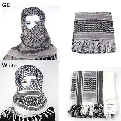 Hot sale Arab Keffiyeh Shemagh Scarf Cotton Winter Shawl Neck Warmer Cover Head Wrap Windproof Tactical Camping Scarf Men Women