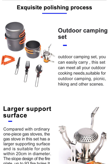 Widesea Camping Cookware Set Outdoor Tableware Equipment Supplies Burner Stove Folding Knife Fork Portable Pot Suit Tourism Cup