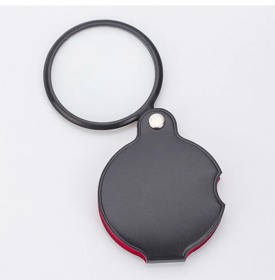 Portable Mini Magnifier 8X 50/60mm Pocket Magnifier 6X Magnifying Glass Reading Magnifier Jewelry Loupe with Folded Leather Case