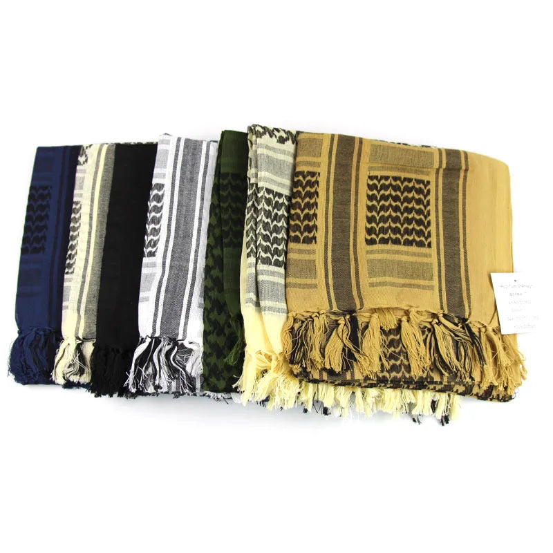 Hot sale Arab Keffiyeh Shemagh Scarf Cotton Winter Shawl Neck Warmer Cover Head Wrap Windproof Tactical Camping Scarf Men Women