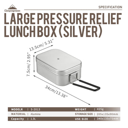 CAMPINGMOON S-2013 Aluminum Oxide Portable Lunch Box, Open Flame Heated OutdoorPicnic Camping Lunch Box, Aluminum Lunch Box