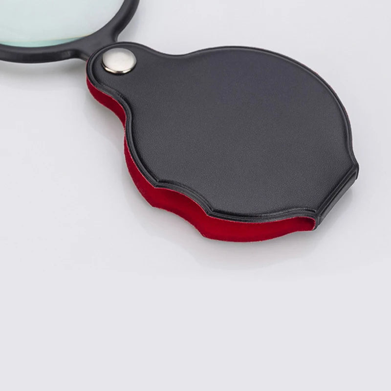 Portable Mini Magnifier 8X 50/60mm Pocket Magnifier 6X Magnifying Glass Reading Magnifier Jewelry Loupe with Folded Leather Case