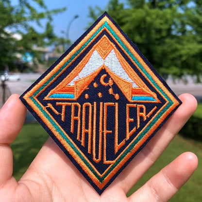 Prajna Wild Adventure Embroidered Patches For Clothing Badges Traveler Mountain Patch For T-shirt Iron On Patches On Clothes DIY