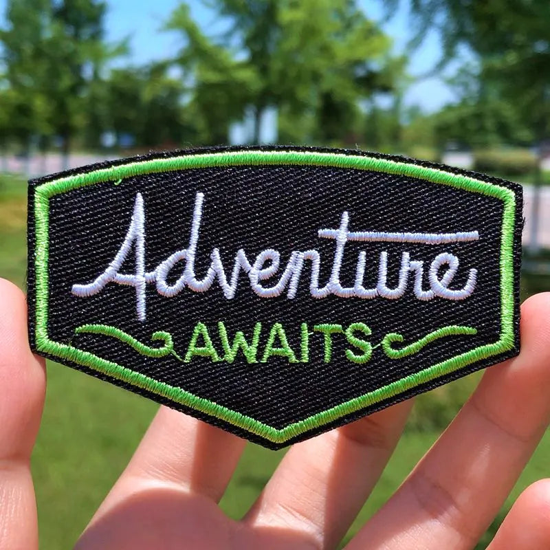 Prajna Wild Adventure Embroidered Patches For Clothing Badges Traveler Mountain Patch For T-shirt Iron On Patches On Clothes DIY