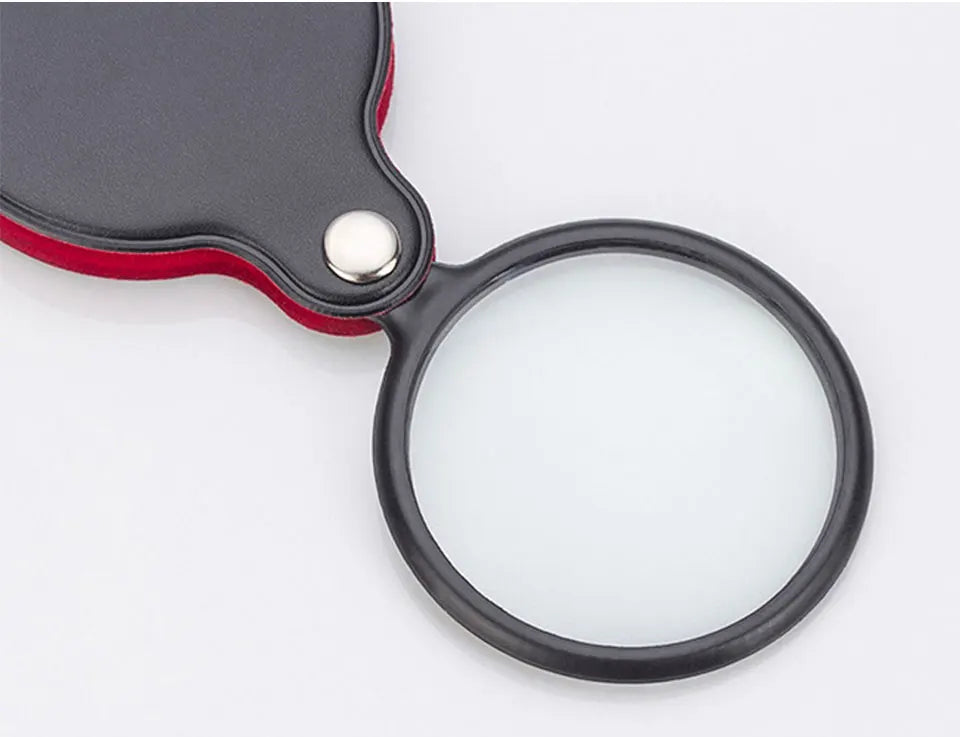 Portable Mini Magnifier 8X 50/60mm Pocket Magnifier 6X Magnifying Glass Reading Magnifier Jewelry Loupe with Folded Leather Case