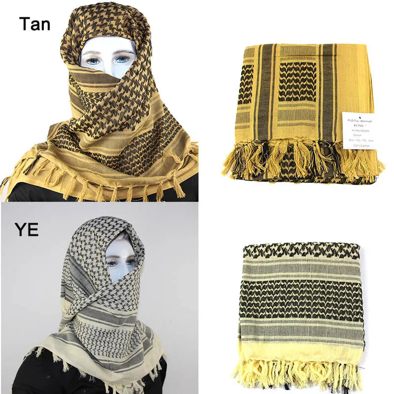 Hot sale Arab Keffiyeh Shemagh Scarf Cotton Winter Shawl Neck Warmer Cover Head Wrap Windproof Tactical Camping Scarf Men Women