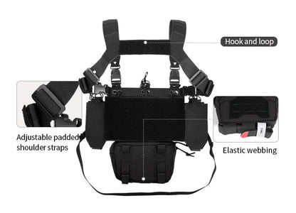 YAKEDA Tactical Chest Mini Rig Vest with Magazine Pouch Adjustable Detachable Laser-cutting Molle Modular Chest Vest