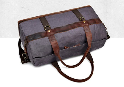 WaterProof Waxed Canvas Leather Men Travel Bag Hand Luggage Bag Carry On Large tote Vintage Men Duffle Weekend Bag big Overnight