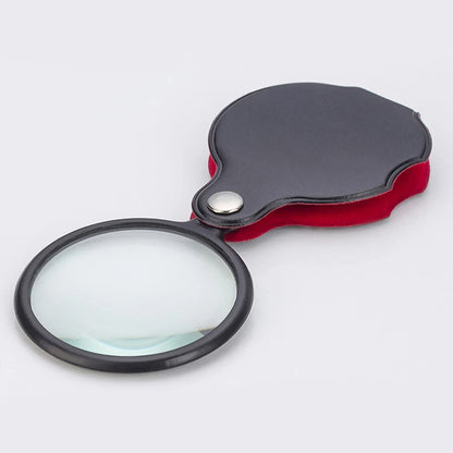 Portable Mini Magnifier 8X 50/60mm Pocket Magnifier 6X Magnifying Glass Reading Magnifier Jewelry Loupe with Folded Leather Case