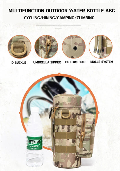 Tactical Molle Zipper Camo Water Bottle Pouches Small Mess Pouch Nylon Waterproof Waist Bag Outdoor Travel Sports Bottle Pouch