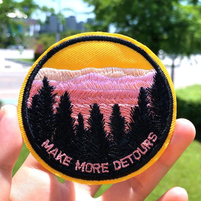 Prajna Wild Adventure Embroidered Patches For Clothing Badges Traveler Mountain Patch For T-shirt Iron On Patches On Clothes DIY