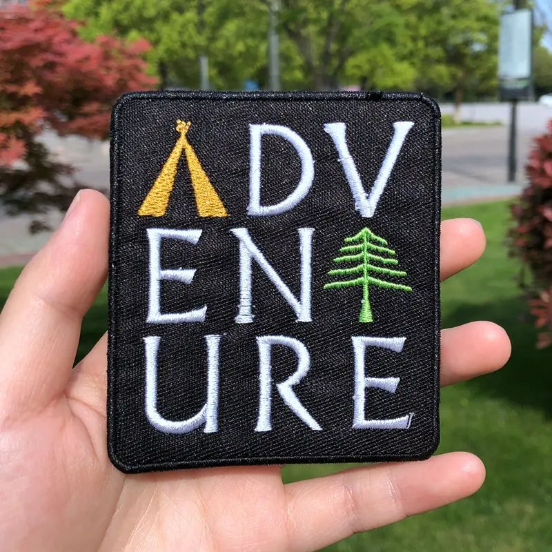 Prajna Wild Adventure Embroidered Patches For Clothing Badges Traveler Mountain Patch For T-shirt Iron On Patches On Clothes DIY