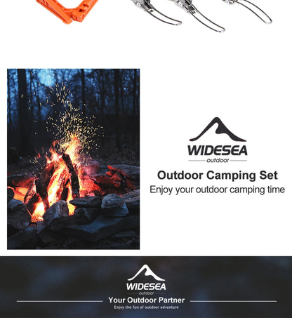 Widesea Camping Cookware Set Outdoor Tableware Equipment Supplies Burner Stove Folding Knife Fork Portable Pot Suit Tourism Cup