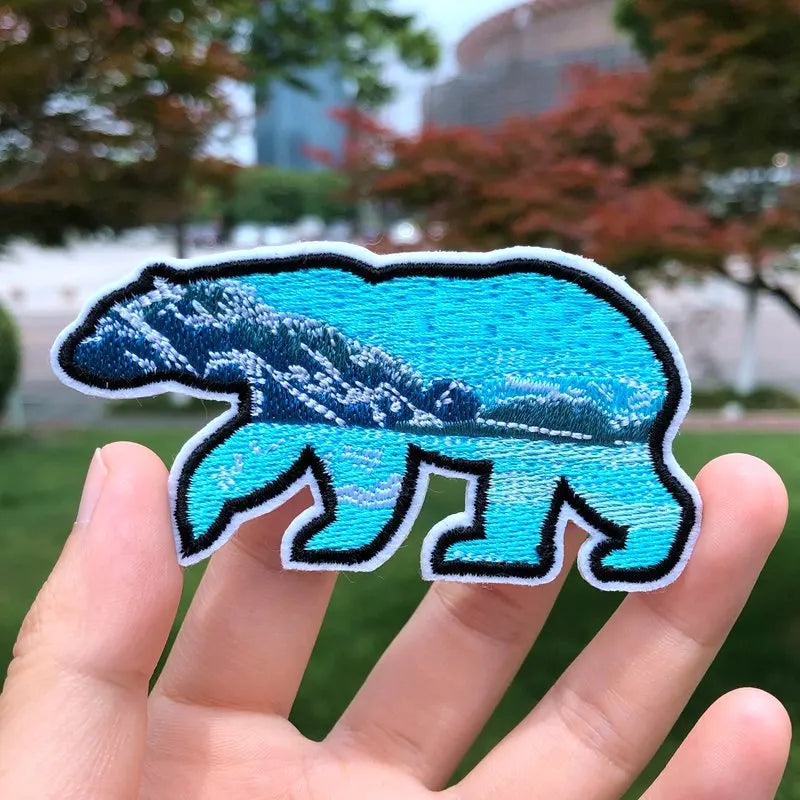 Prajna Wild Adventure Embroidered Patches For Clothing Badges Traveler Mountain Patch For T-shirt Iron On Patches On Clothes DIY