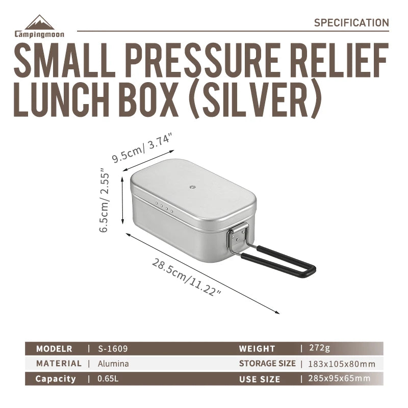 CAMPINGMOON S-2013 Aluminum Oxide Portable Lunch Box, Open Flame Heated OutdoorPicnic Camping Lunch Box, Aluminum Lunch Box