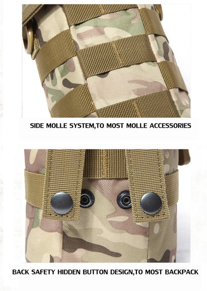 Tactical Molle Zipper Camo Water Bottle Pouches Small Mess Pouch Nylon Waterproof Waist Bag Outdoor Travel Sports Bottle Pouch