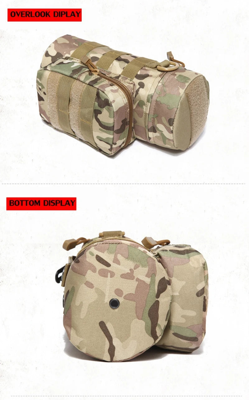 Tactical Molle Zipper Camo Water Bottle Pouches Small Mess Pouch Nylon Waterproof Waist Bag Outdoor Travel Sports Bottle Pouch
