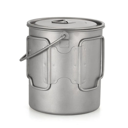 Tomshoo Ultralight 750ml Titanium Pot Portable Titanium Water Mug Cup w/ Lid Foldable Handle Outdoor Camping Picnic Supplies