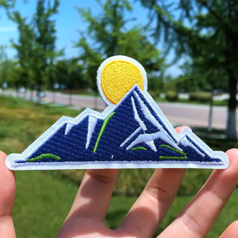 Prajna Wild Adventure Embroidered Patches For Clothing Badges Traveler Mountain Patch For T-shirt Iron On Patches On Clothes DIY