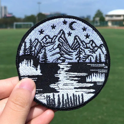 Prajna Wild Adventure Embroidered Patches For Clothing Badges Traveler Mountain Patch For T-shirt Iron On Patches On Clothes DIY