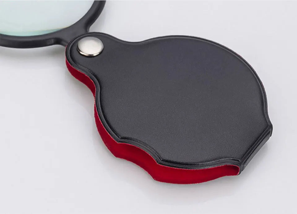 Portable Mini Magnifier 8X 50/60mm Pocket Magnifier 6X Magnifying Glass Reading Magnifier Jewelry Loupe with Folded Leather Case