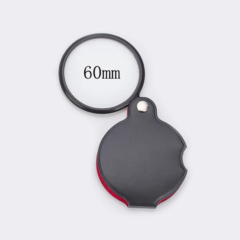 Portable Mini Magnifier 8X 50/60mm Pocket Magnifier 6X Magnifying Glass Reading Magnifier Jewelry Loupe with Folded Leather Case