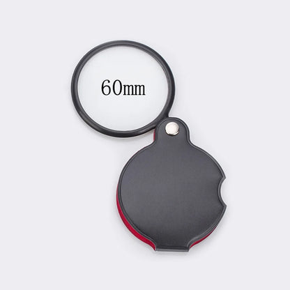 Portable Mini Magnifier 8X 50/60mm Pocket Magnifier 6X Magnifying Glass Reading Magnifier Jewelry Loupe with Folded Leather Case