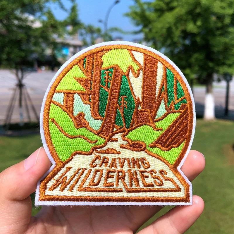 Prajna Wild Adventure Embroidered Patches For Clothing Badges Traveler Mountain Patch For T-shirt Iron On Patches On Clothes DIY