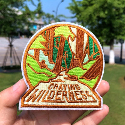 Prajna Wild Adventure Embroidered Patches For Clothing Badges Traveler Mountain Patch For T-shirt Iron On Patches On Clothes DIY